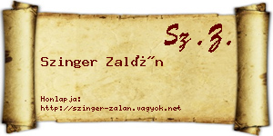 Szinger Zalán névjegykártya