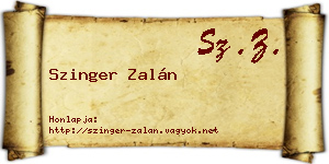 Szinger Zalán névjegykártya